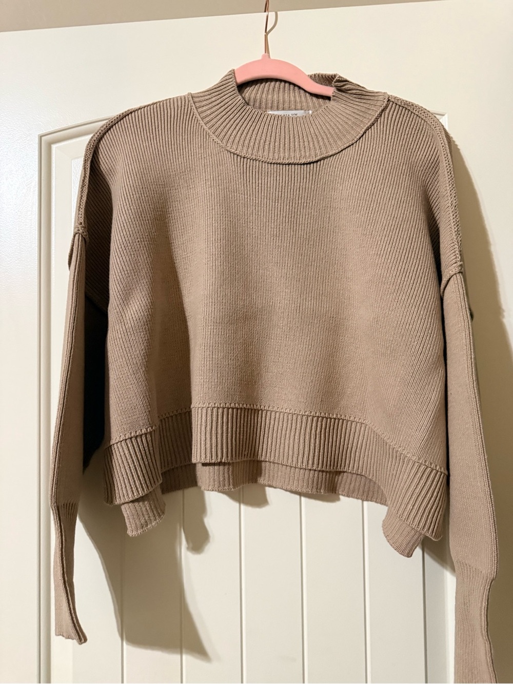 Women's Zenana Cropped Crewneck Sweater in Taupe NWOT
